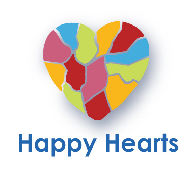 HAPPY HEARTS WITH TEXT - WHITE BACKGROUND
